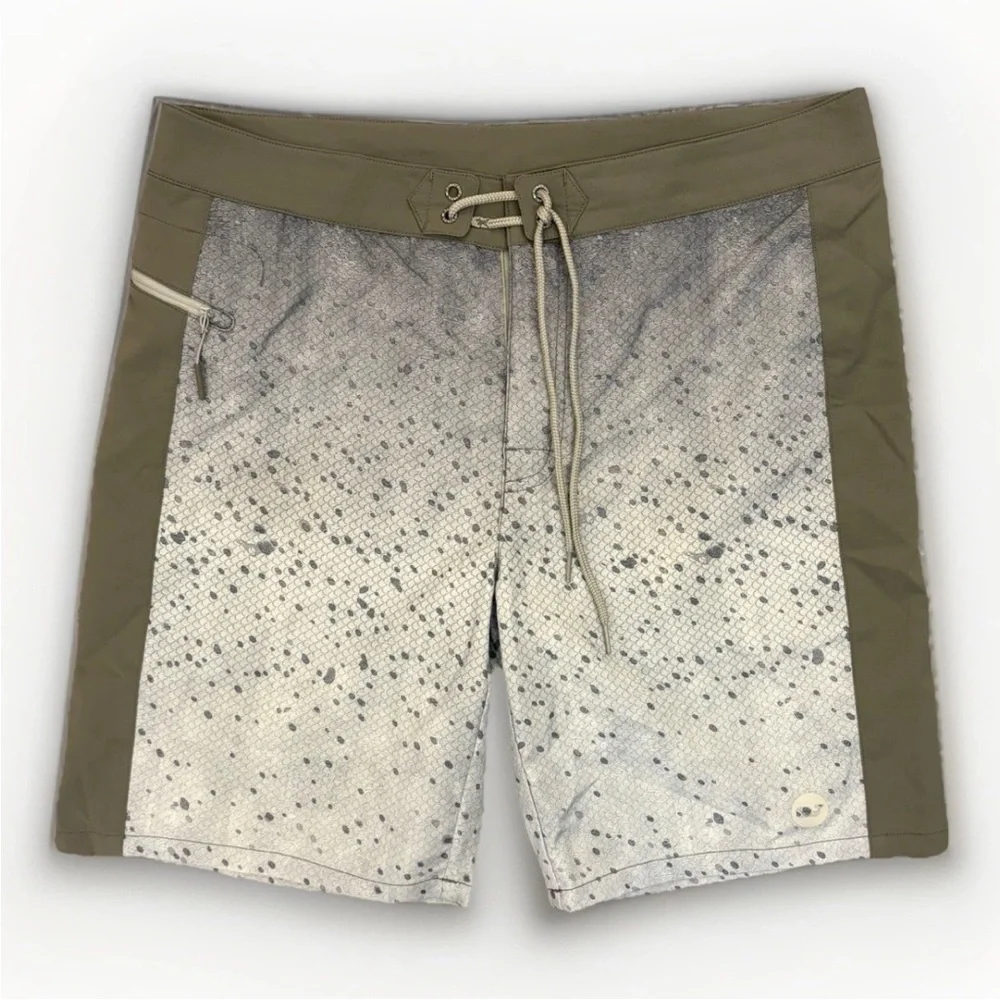 Vineyard Vines Mens Swim Trunks Shorts Size 34 Gray Zipped Pocket Drawstring EUC
